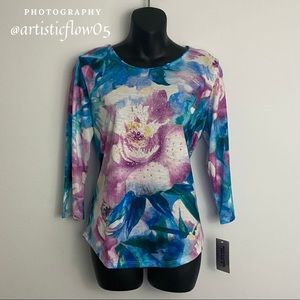 NEW! Allison Daley 3/4 Length Sleeve Floral Top